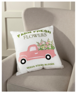 Arlee Home Fashions Farm Fresh Flower Decorative Pillow, 18 x 18