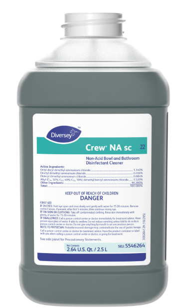 Diversey Crew NA SC Non-Acid Bowl & Bathroom Disinfectant Cleaner 2.5L, 2/ Box of 2