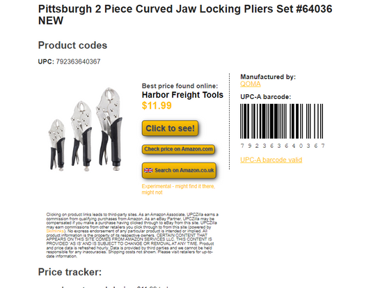 Pittsburgh 2 Piece Curved Jaw Locking Pliers Set