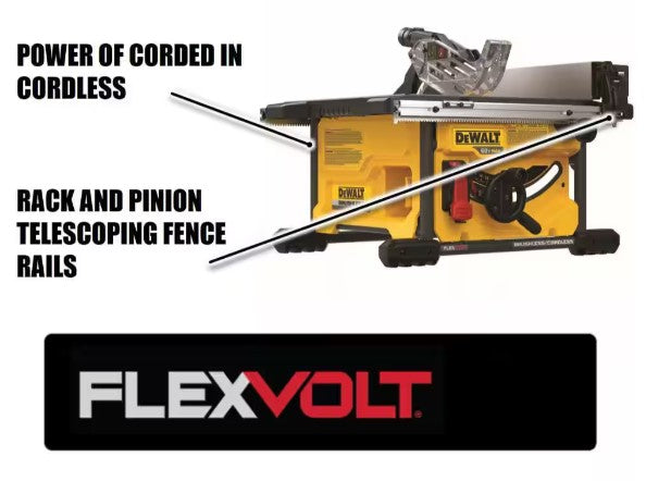 DEWALT FLEXVOLT 60V MAX* Table Saw, 8-1/4-Inch, Tool Only (DCS7485B)