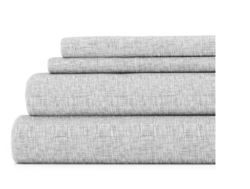 Becky Cameron Premium Ultra Soft 4-Piece Light Gray Chambray Microfiber Full Sheet Set