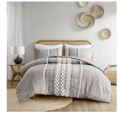 INK+IVY Cotton Comforter Mini Set with Gray Finish