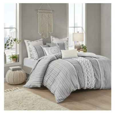 INK+IVY Cotton Comforter Mini Set with Gray Finish