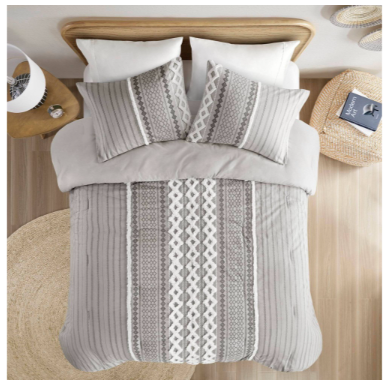 INK+IVY Cotton Comforter Mini Set with Gray Finish