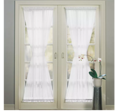 No. 918 Sheer Voile Door Panel Curtain Panel, 72 L x 59 W WHITE