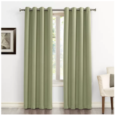 Sun Zero Nolan Energy Efficient Blackout Grommet Single Curtain Panel 54 x 63 Sage Green