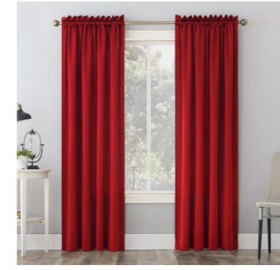 Sun Zero Grant Rod Pocket Top Curtain Panel, 54 x 63 RED