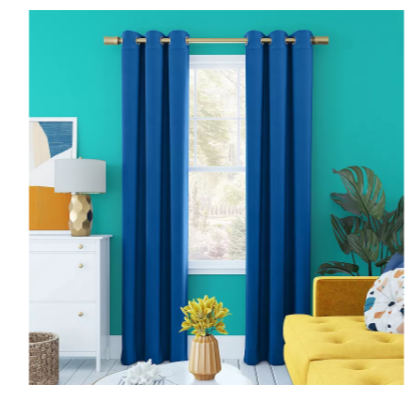 Sun Zero Harper Bright Vibes 100% Blackout Grommet Curtain Panel 40 x84 Classic Blue