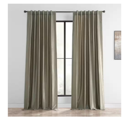 Exclusive Fabrics & Furnishings Warm Stone Solid Rod Pocket Room Darkening Curtain - 50 in. W x 96 in. L (1 Panel)