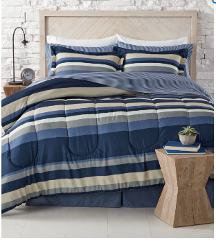 Fairfield Square Collection Austin Stripe/Solid Reversible 8 Pc. Comforter Set QUEEN