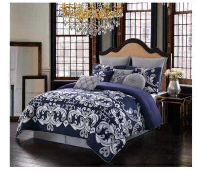 Style 212 10pc Queen Dolce Comforter Set Navy/Silver