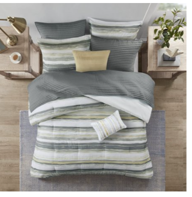 Madison Park 8 Piece Printed Seersucker Comforter and Coverlet Set Collection FULL/QUEEN