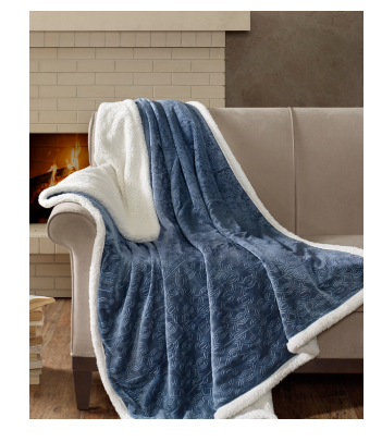 Madison Park Oversized Plush Throw Blanket Ultra Soft 60x70 Textured Embossed Micro Velour Blanket Blue