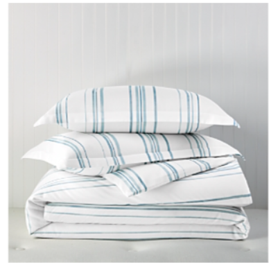 Sky Bristol Stripe Duvet Cover Set, Full/Queen