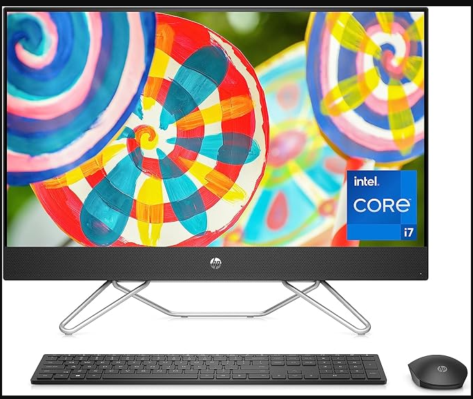 HP All-in-One Bundle PC, 27" FHD Micro-Edge Display, 12th Generation Intel Core i7 Processor, Iris X Graphics, 12 GB RAM, 256 GB SSD+1 TB, Windows 11 Pro OS, Wi-Fi (27-cb1072)