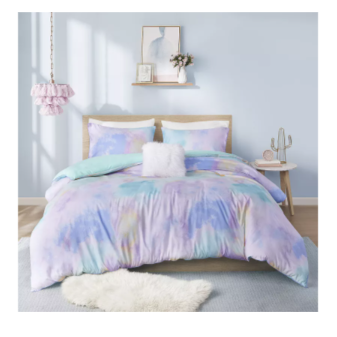 Intelligent Design Polyester Printed Duvet Cover Set with Aqua Finish TWIN