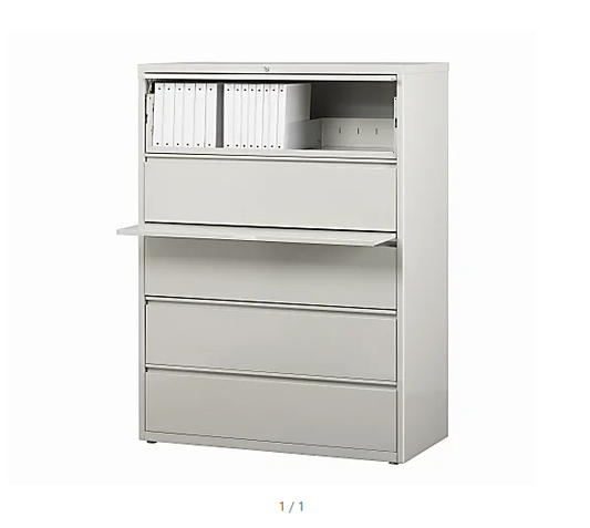 WorkPro® 42"W x 18-5/8"D Lateral 5-Drawer File Cabinet, Light Gray