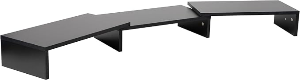 Mind Reader Dual Monitor Stand, Height Adjustable, Desktop Organizer, Laptop Riser Office, 51.25" L x 9.25" W x 4.75" H, Black