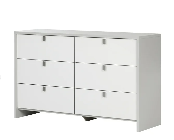 South Shore Cookie 6-Drawer Double Dresser, Soft Gray and Pure White