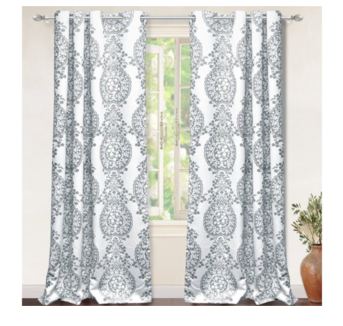 Driftaway Samantha Thermal/Room Darkening Grommet Unlined Window Curtains Damask Medallion Pattern Set Of Two Panels  Each 52 X96  (Blue)