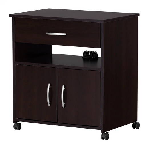 South Shore Axess Microwave Cart on Wheels, Pure Black