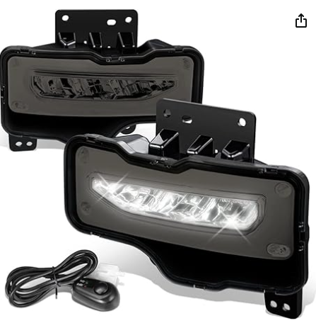 DNA MOTORING FL-ZTL-372-SM Pair of LED Fog Lights with Wiring Harness & Switch Compatible with 16-18 GMC Sierra 1500/2018 Sierra 1500 Limited,Smoked Lens