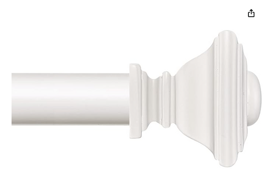 BRIOFOX White Curtain Rods-Long Adjustable Curtain Rod for Windows 72 to 144 inch,1 Inch Thicken Single Curtain Rods,with Decortive Square Finials Drapery Rods