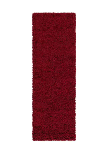 Unique Loom Solid Shag Cherry Red 6 ft. Runner Rug