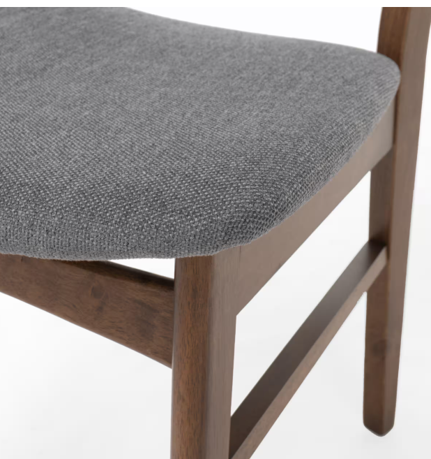 Noble House Emmeline Light Beige/Walnut Finish Fabric Dining Chair Just One Chair COLOR: DARK GREY