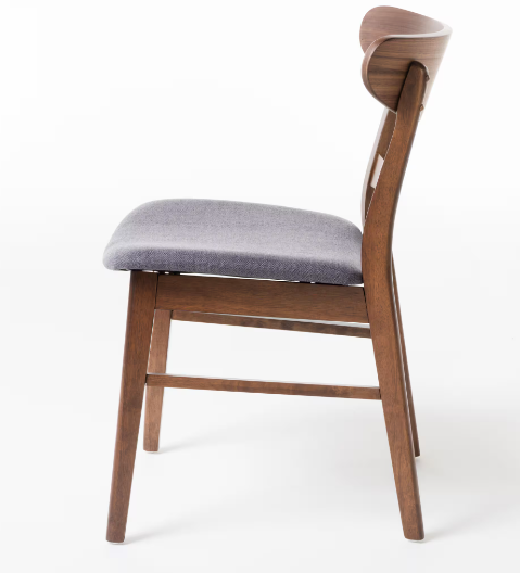 Noble House Emmeline Light Beige/Walnut Finish Fabric Dining Chair Just One Chair COLOR: DARK GREY