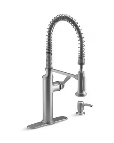 KOHLER Sous Pro-Style Single Handle Pull Down Sprayer Kitchen Faucet in Vibrant Stainless Steel