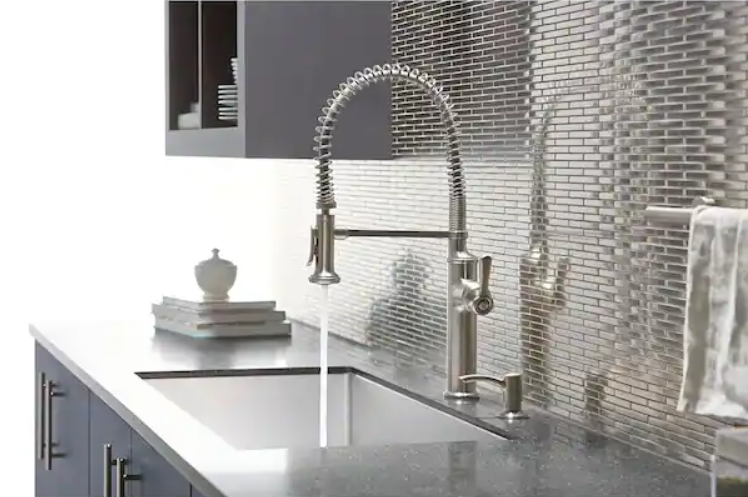 KOHLER Sous Pro-Style Single Handle Pull Down Sprayer Kitchen Faucet in Vibrant Stainless Steel