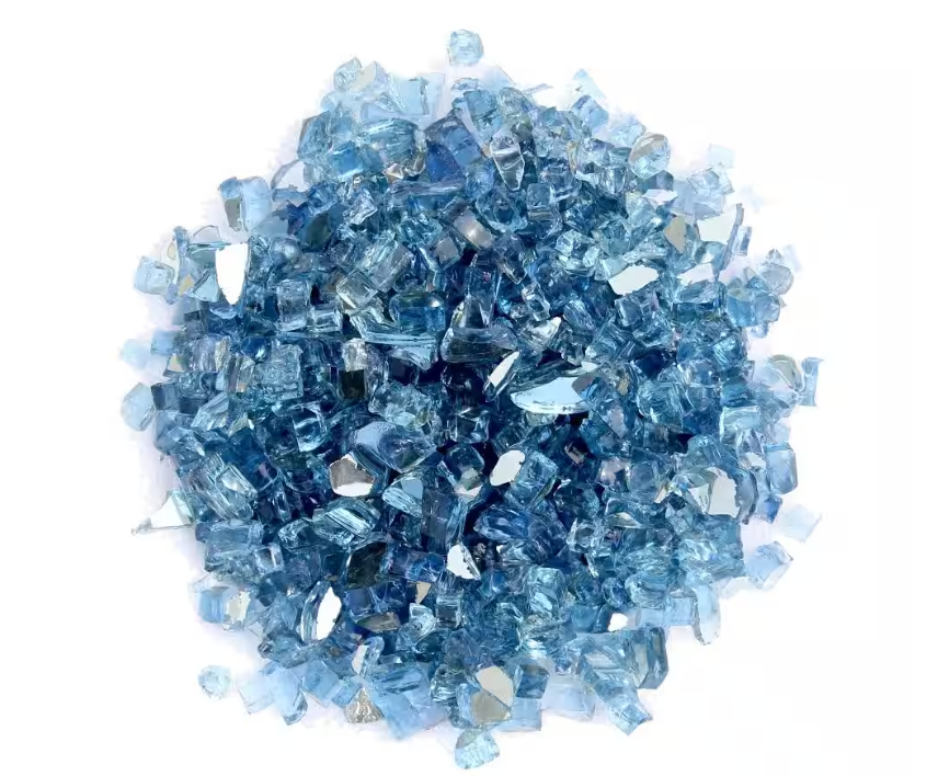 10LB Sky Blue Reflective Fire Glass