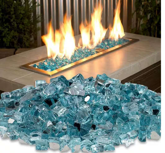 10LB Sky Blue Reflective Fire Glass