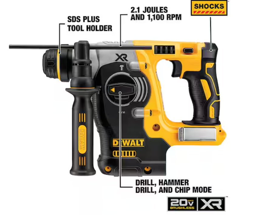 Dewalt 20V MAX XR Cordless Brushless 1 in. SDS Plus L-Shape Rotary Hammer (Tool Only)