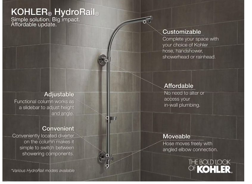 KOHLER HydroRail-S Shower Column in Vibrant Brushed Nickel-OPEN BOX