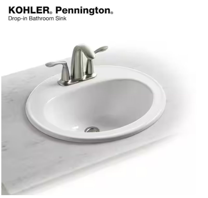 KOHLER Pennington 20-1/4 in. Oval Top-Mount Vitreous China Bathroom Sink in White with Overflow Drain