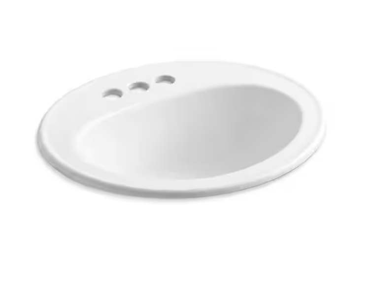 KOHLER Pennington 20-1/4 in. Oval Top-Mount Vitreous China Bathroom Sink in White with Overflow Drain