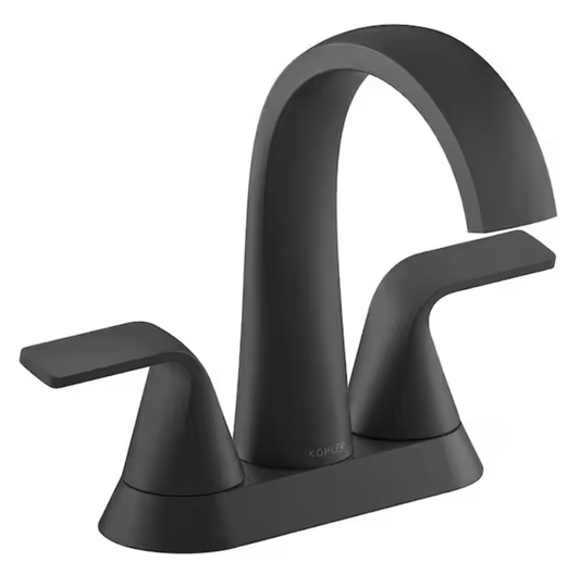 KOHLER Cursiva 4 in. Centerset Double Handle Bathroom Faucet in Matte Black