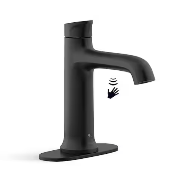 Kohler Mistos Battery Powered Touchless Single Hole Bathroom Faucet in Matte Black