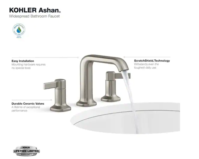 Ashan 8 in. Widespread 2-Handle Bathroom Faucet in Vibrant Brushed Nickel/ 3-Hole Installation