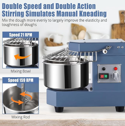 Garvee Commercial Dough Mixer 8.5Qt, 450W Dual Rotating Dough Kneading Machine with Food-grade Stainless Steel Bowl