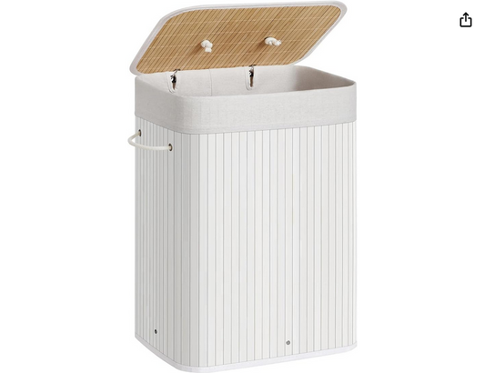 SONGMICS Bamboo Laundry Basket LCB010W01