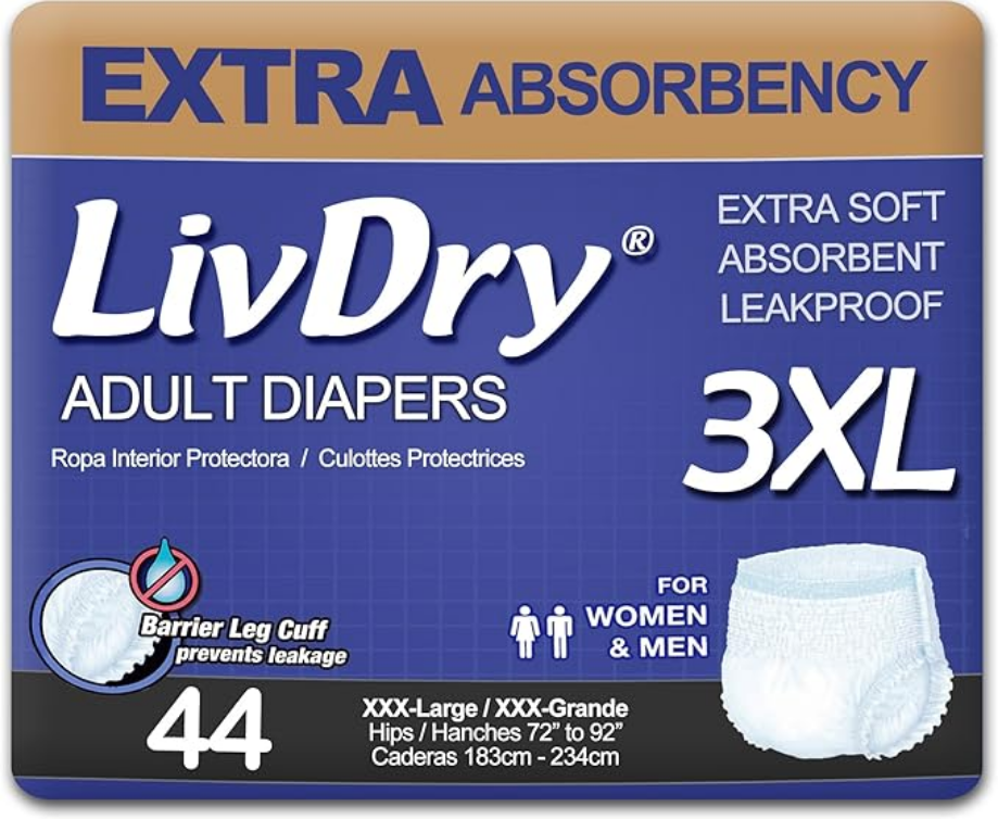 LivDry Adult Incontinence Underwear (XXX-Large 4 Count)