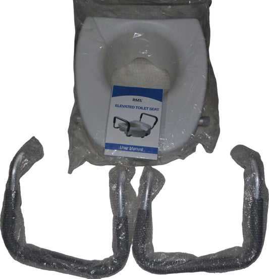 RMS Toilet Seat TSR-500WH - 5" Elevated Riser with Adjustable Padded Arms / New