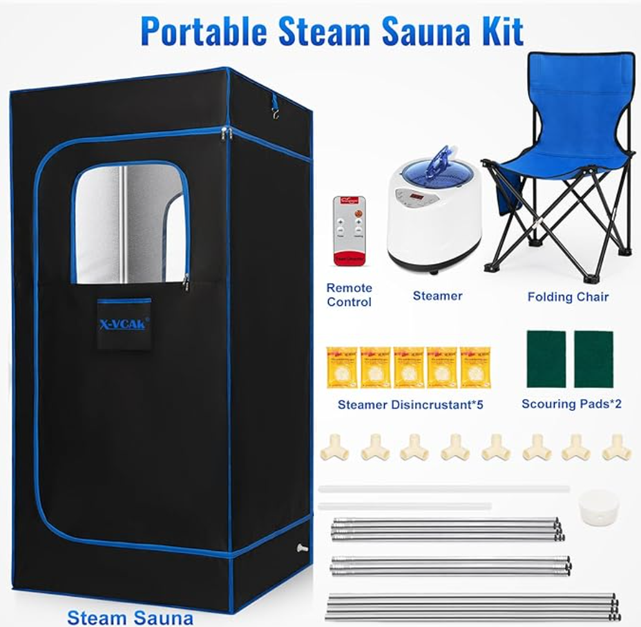 Sauna Box, Portable Sauna, Portable Steam Sauna for Home, Sauna Tent with 2.6L Steamer, Remote Control, Folding Chair, 9 Levels, 2.6’ x 2.6’ x 5.9’