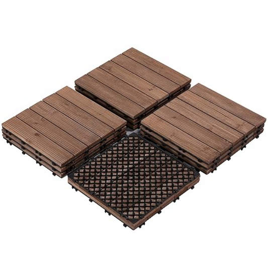 Yaheetech 12x12'' Wood Floor Tiles Indoor&Outdoor Pk/11