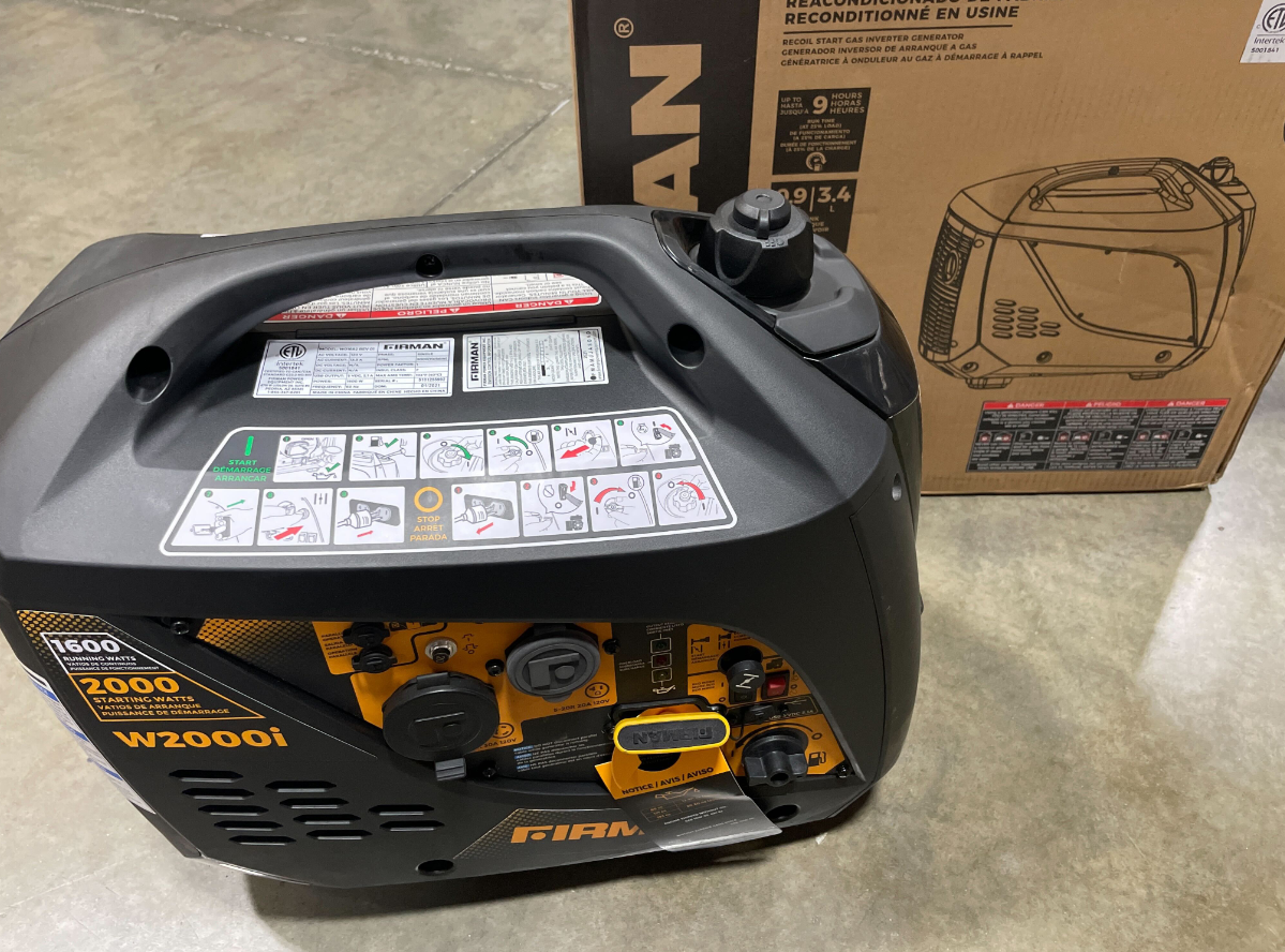 Portable Generator FIRMAN 1,600 WATT Model W01682F Factory Refurbished NIB