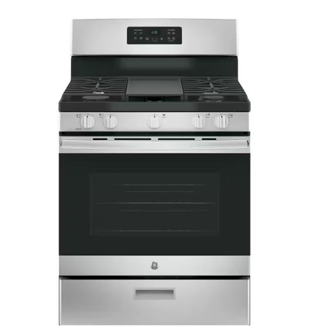 GE 30 in. 5.0 cu. ft. Freestanding Gas Range in Stainless Steel with Griddle 18.7k