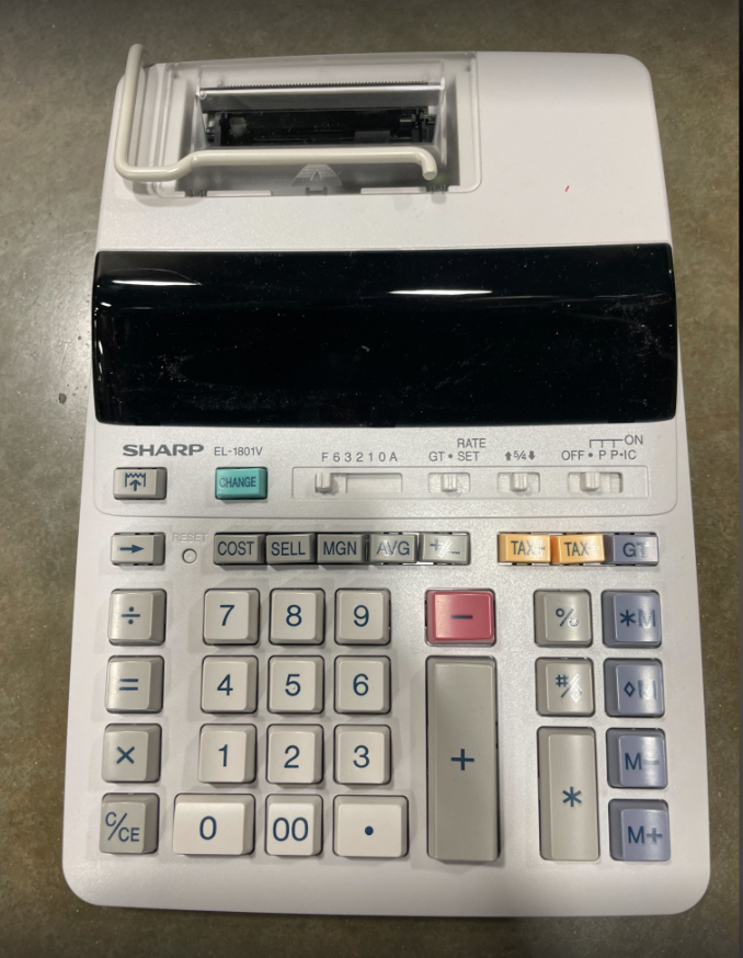 Sharp EL-1801V Ink Printing Calculator, Fluorescent Display, AC, Off-W ...